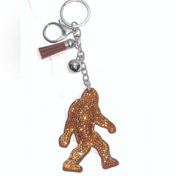 Brown Rhinestone Bigfoot Keychain - Picture 2 of 2